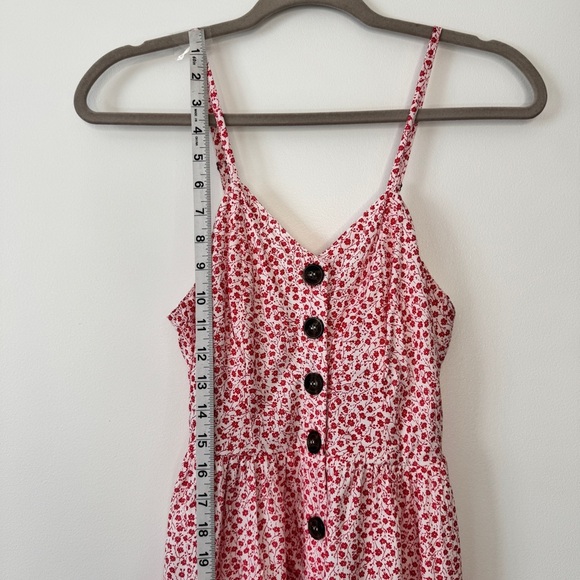 Japna Dress Summer Ditsy Floral Peasant Button Down Tank Pockets Lined Sz S - Picture 3 of 14